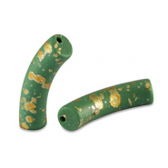 Perlen aus Acryl Tube matt Dark green-gold
