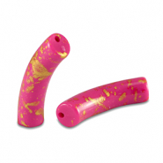 Perlen aus Acryl Tube shiny Fuchsia pink-gold