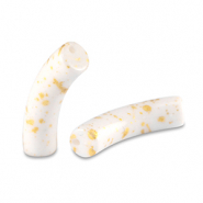Perlen aus Acryl Tube shiny White-gold
