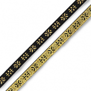 Schmucktextband Blume Black-gold