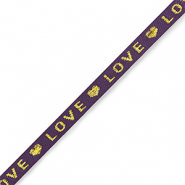 Schmucktextband "love" Purple-gold