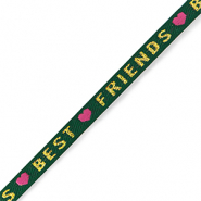 Schmucktextband "best friends" Green-gold-pink