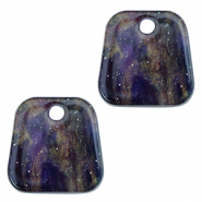 Anh&auml;nger aus Resin Trapezium Glitzer Multicolor galaxy