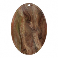 Anh&auml;nger aus Resin Oval Glitzer Multicolor brown