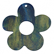 Anh&auml;nger aus Resin Blume Glitzer Multicolor galaxy