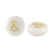 Glas Perlen Rondell shell&nbsp;look "&" White-gold