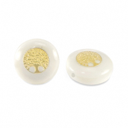 Glas Perlen Rondell shell look tree of life White-gold