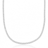 Stainless Steel - Rostfrei Stahl Kette Silber-crystal
