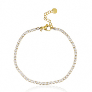 Stainless Steel - Rostfrei Stahl Armb&auml;nder Gold-crystal