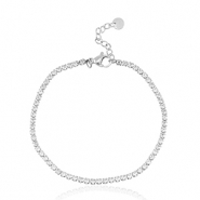 Stainless Steel - Rostfrei Stahl Armb&auml;nder Silber-crystal