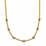 Stainless Steel - Rostfrei Stahl Snake Kette Crystal Gold-black