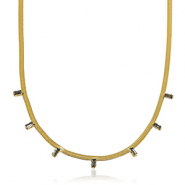 Stainless Steel - Rostfrei Stahl Snake Kette Crystal Gold-black