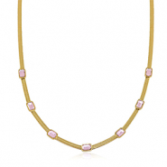 Stainless Steel - Rostfrei Stahl Snake Kette Crystal Gold-pink