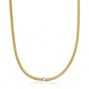 Stainless Steel - Rostfrei Stahl Snake Kette Crystal Gold-crystal