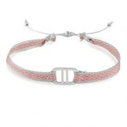 Armband Schmuckband mit Stainless Steel Zwischenst&uuml;ck Light pink-silver