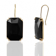 Ohrringe / Ohrstecker aus Glas Rectangle Black-gold