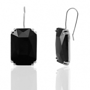 Ohrringe / Ohrstecker aus Glas Rectangle Black-silver