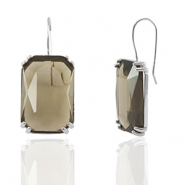 Ohrringe / Ohrstecker aus Glas Rectangle Brown-silver