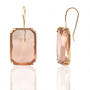 Ohrringe / Ohrstecker aus Glas Rectangle Peach-gold