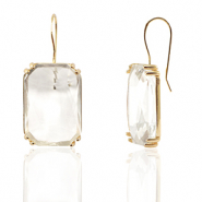 Ohrringe / Ohrstecker aus Glas Rectangle Crystal-gold