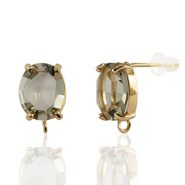 Ohrringe / Ohrstecker aus Glas mit &Ouml;se Oval Brown-gold