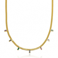 Stainless Steel - Rostfrei Stahl Snake Kette Crystal Gold-multicolour