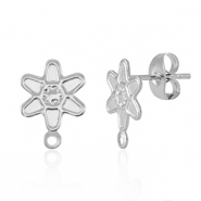 Zubehör aus Stainless Steel - Rostfreiem Stahl Ohrringe / Ohrstecker flower mit Öse Silver