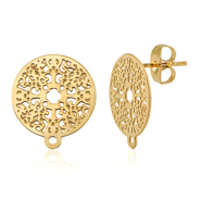 Zubeh&ouml;r aus Stainless Steel - Rostfreiem Stahl Ohrringe / Ohrstecker 14mm mit &Ouml;se Gold