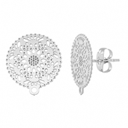 Zubeh&ouml;r aus Stainless Steel - Rostfreiem Stahl Ohrringe / Ohrstecker 15mm mit &Ouml;se Silver