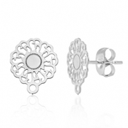 Zubeh&ouml;r aus Stainless Steel - Rostfreiem Stahl Ohrringe / Ohrstecker 14mm flower mit &Ouml;se Silver