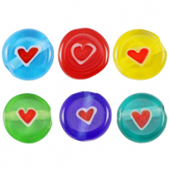 Millefiori-Glasperlen Disc Heart 8mm Multicolour