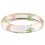 Armband mit getrockneter Blume Light pink green-gold