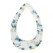 Anh&auml;nger aus Resin mit getrockneter Blume Drop Blue-gold