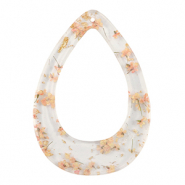 Anh&auml;nger aus Resin mit getrockneter Blume Drop Light pink-gold