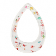 Anh&auml;nger aus Resin mit getrockneter Blume Drop Gold-multicolour