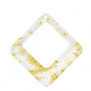 Anh&auml;nger aus Resin mit getrockneter Blume Rhombus Yellow