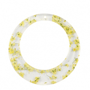 Anh&auml;nger aus Resin mit getrockneter Blume 39mm Yellow
