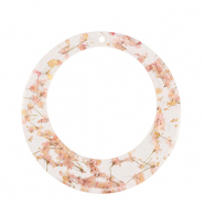 Anh&auml;nger aus Resin mit getrockneter Blume 39mm Gold-Light Pink