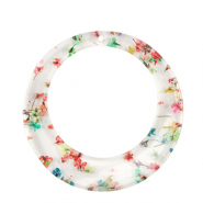 Anh&auml;nger aus Resin mit getrockneter Blume 39mm Gold-multicolour