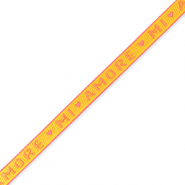 Schmucktextband "mi amore" Yellow-coral pink