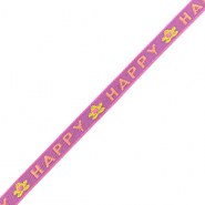 Schmucktextband "happy" Sheer lilac-coral pink