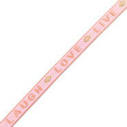 Schmucktextband "live laugh love" Pink-coral pink