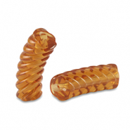 Acrylperlen Tubes Twisted Transparent topaz brown