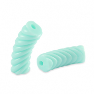 Acrylperlen Tubes Twisted Soft turquoise blue