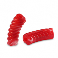 Acrylperlen Tubes Twisted Transparent red