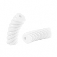 Acrylperlen Tubes Twisted White