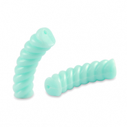 Acrylperlen Tubes Twisted Soft turquoise blue