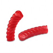 Acrylperlen Tubes Twisted Transparent red