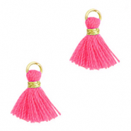 Quaste Perlen 1.2cm Gold-fuchsia neon pink