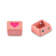 Tile bead Square Lantana pink-magenta pink